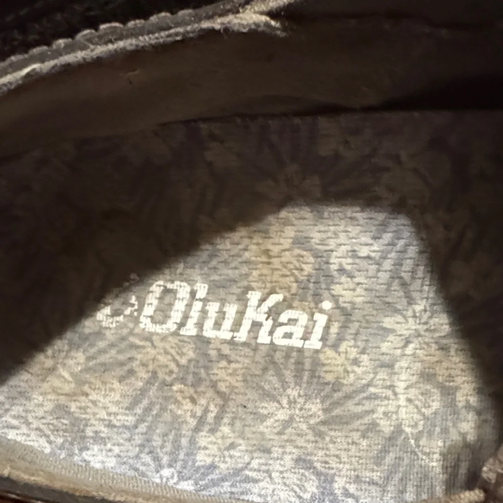 OluKai Textured Brown Slip-On Loafers